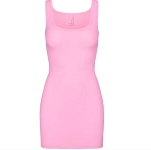 SKIMS Pink Ribbed Cotton Mini Dress  NWT Size Small